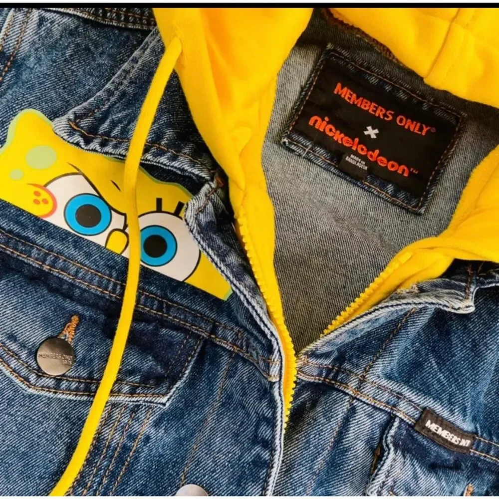 Super Rare Members Only X Nickelodeon Spongebob Squarepants MidWash Denim Jacket